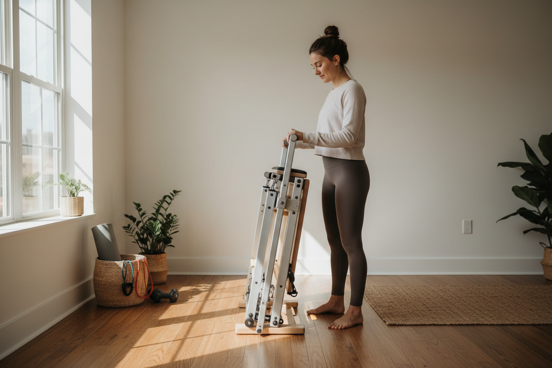 How a Foldable Reformer Sliding Board Brings Studio Pilates into Your Living Room