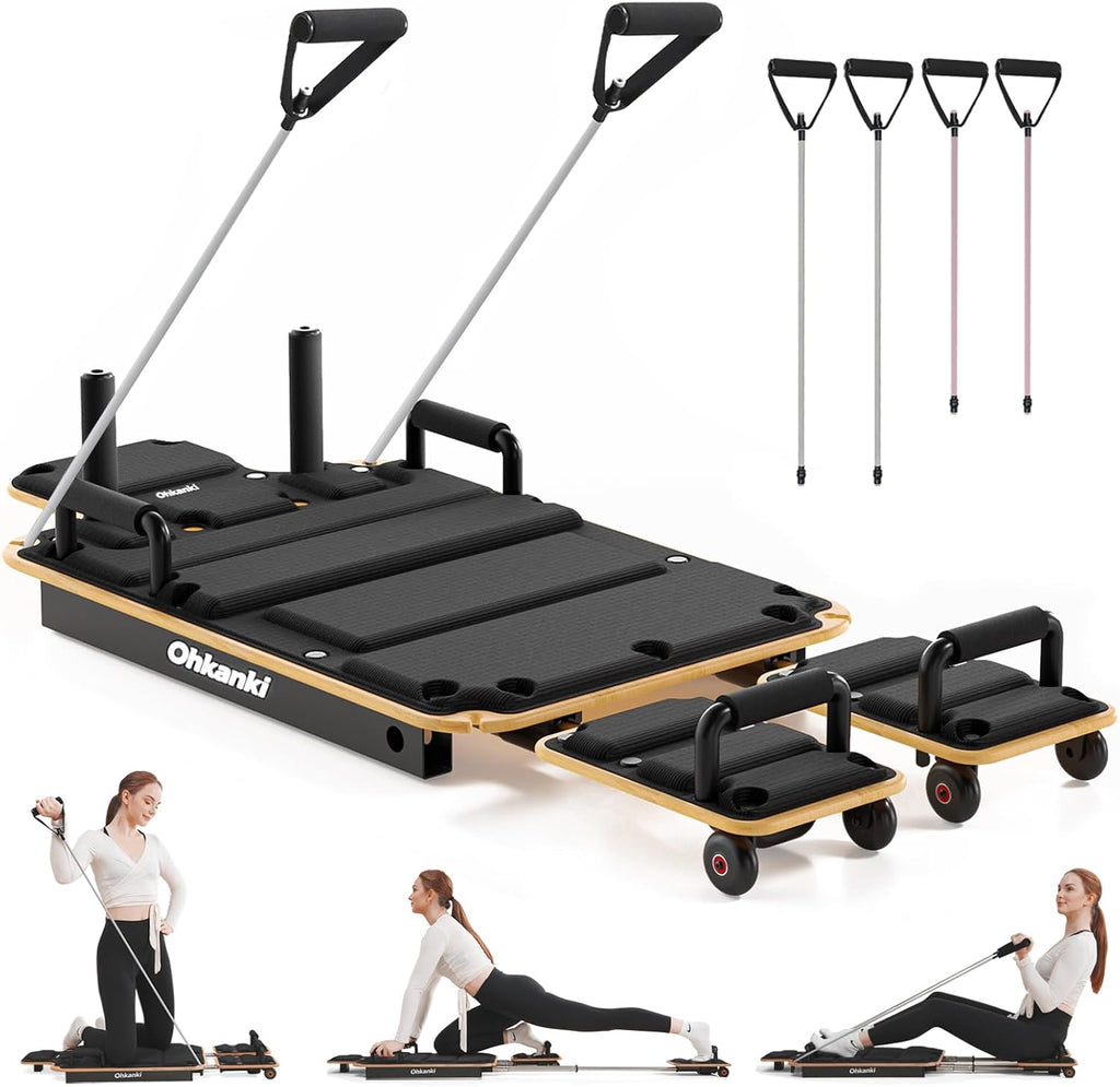 Reformer Pilates Machine,Wooden Pilates Board for Home Workout,5-in-1