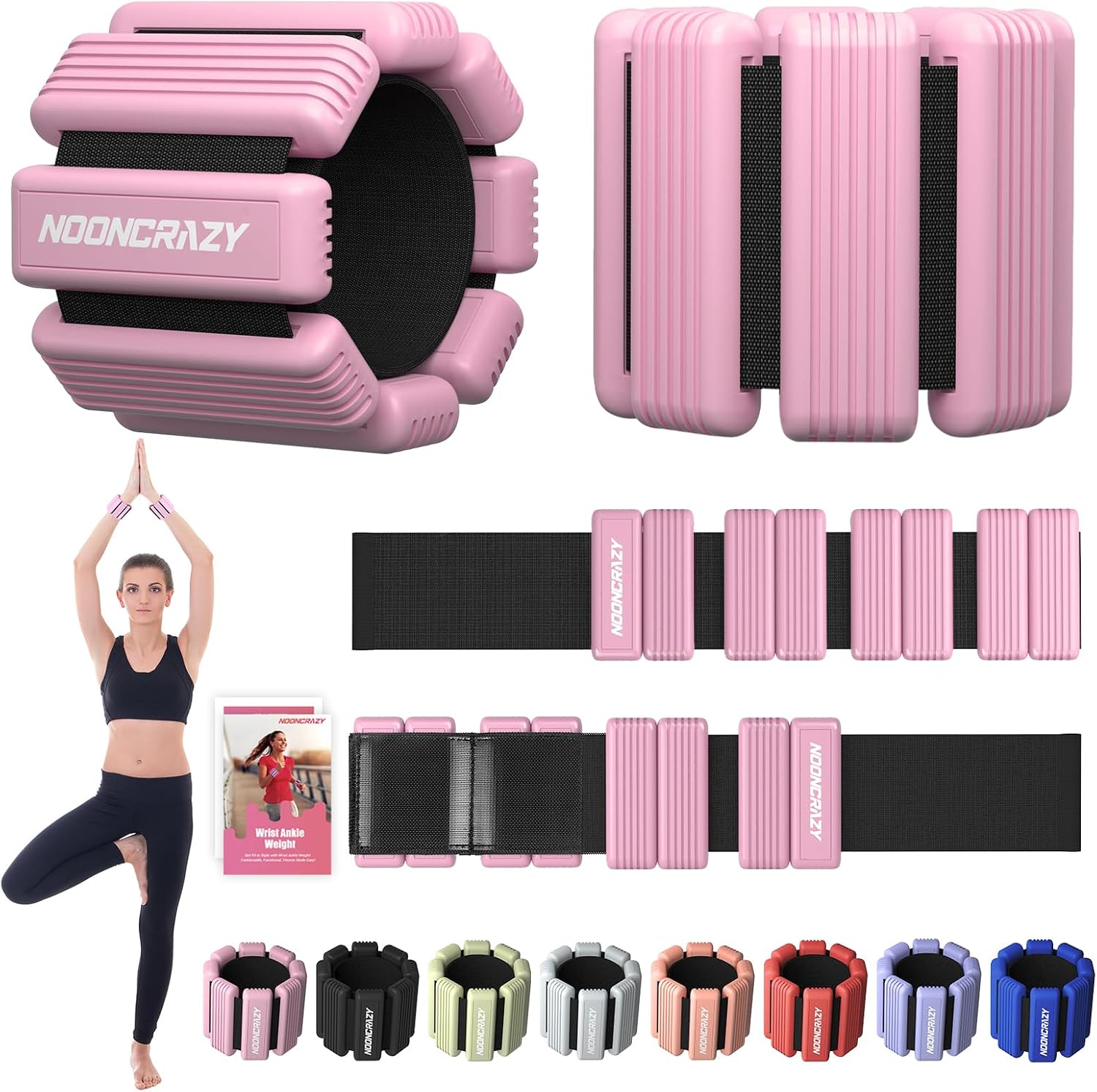 Pilates Wrist Ankle Weight for Women, Adjustable Weight Set of 2