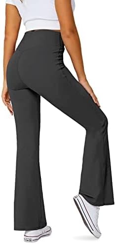 DLOODA Women's Flare Leggings with Pockets Crossover High Waisted Bootcut Yoga Pants Tummy Control Bell Bottom Leggings