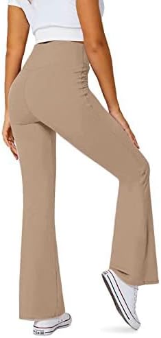 DLOODA Women's Flare Leggings with Pockets Crossover High Waisted Bootcut Yoga Pants Tummy Control Bell Bottom Leggings