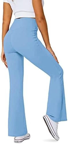 DLOODA Women's Flare Leggings with Pockets Crossover High Waisted Bootcut Yoga Pants Tummy Control Bell Bottom Leggings