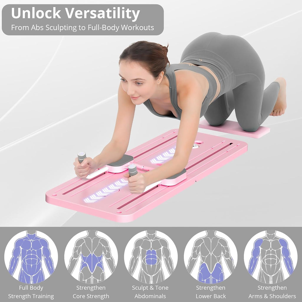 JANUA Pilates Board - Pilates Reformer Set, Multi-Purpose Foldable Pilates Reformer Board for Home, 5 in 1 Pilates Sliding Board