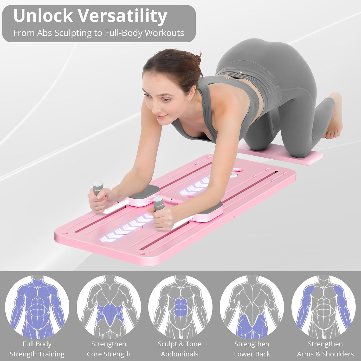JANUA Pilates Board - Pilates Reformer Set, Multi-Purpose Foldable Pilates Reformer Board for Home, 5 in 1 Pilates Sliding Board