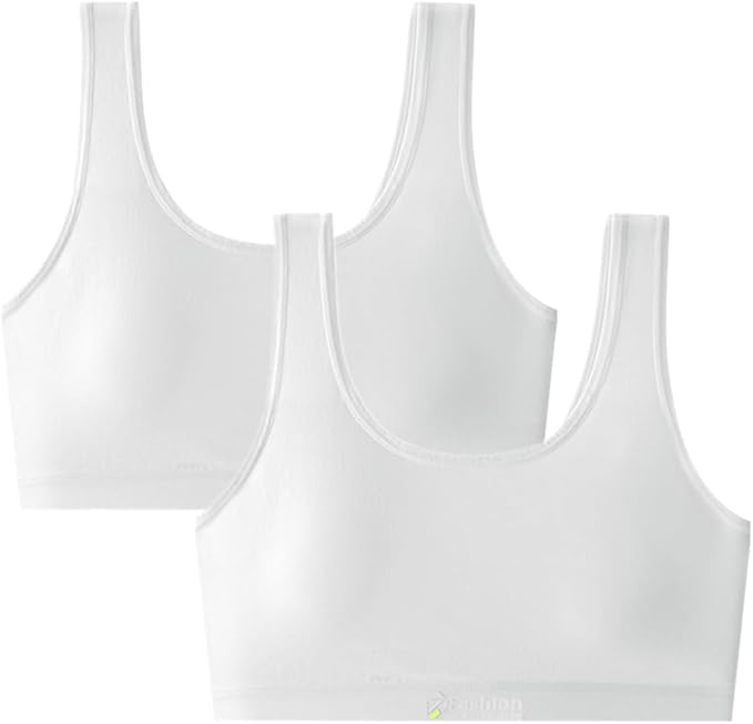 Herepai Big Girls' Sports Bra with Breathable Pads Teens Cotton Training Bras