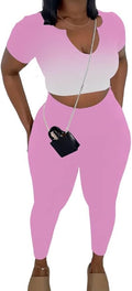 Nimsruc 2 Piece Sets For Women Sexy Casual Workout Crop Short Sleeve Long pants Leggings Sets Summer Active Wear