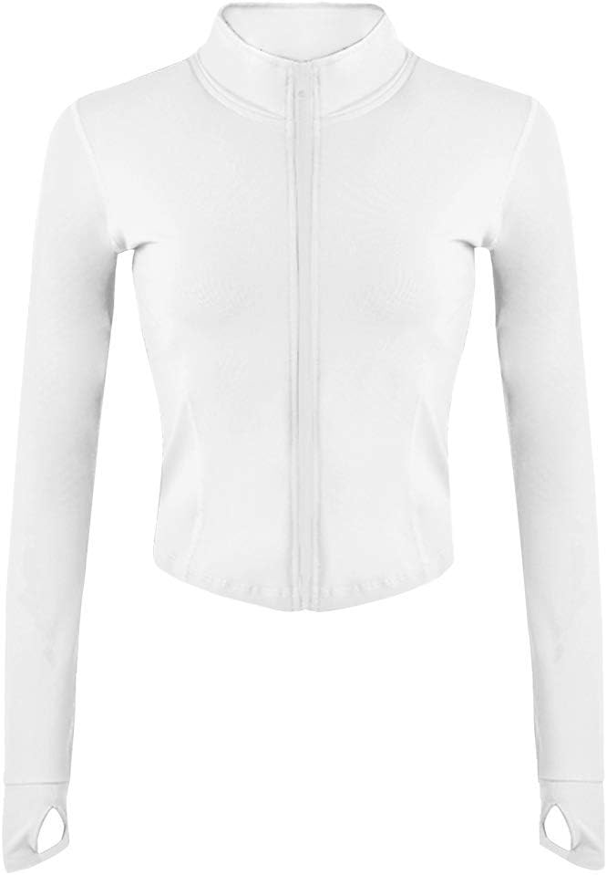 Lviefent Womens Lightweight Full Zip Running Track Jacket Workout Slim Fit Yoga Sportwear with Thumb Holes