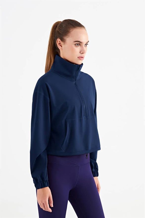 altiland Half Zip Pullover Cropped Jackets for Women Long Sleeve Workout Athletic Running Yoga Shirts