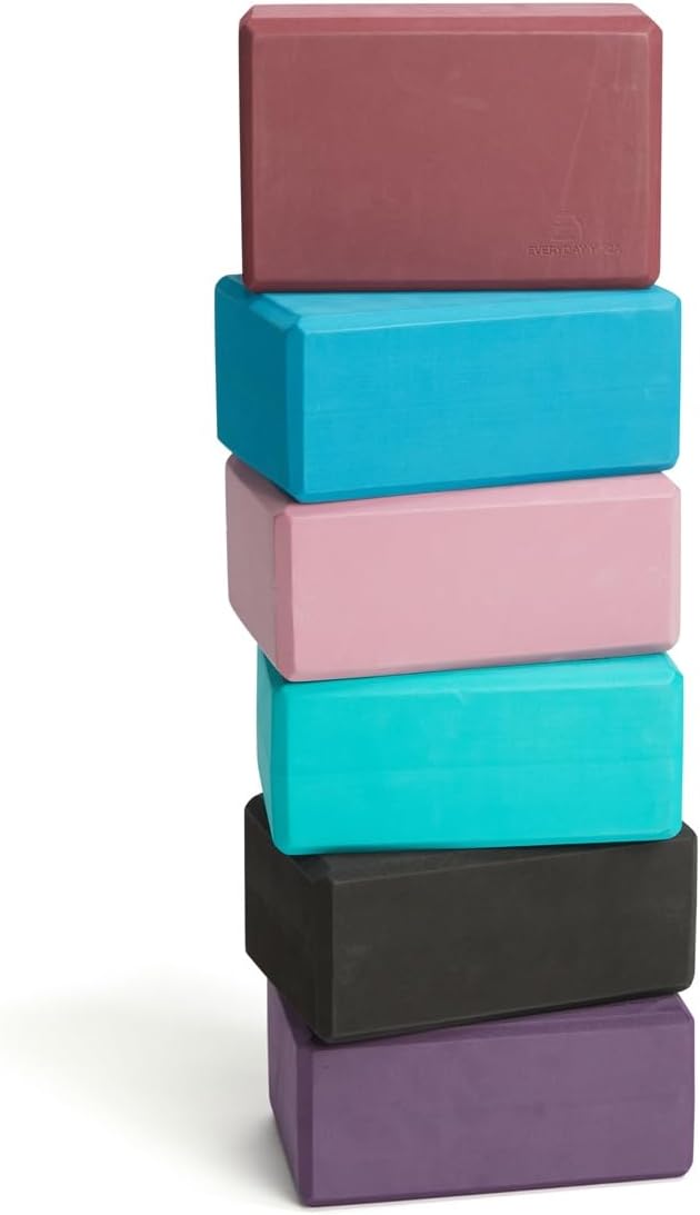 Everyday Yoga Premium Foam Block - Non-Slip High-Density Yoga Block for Balance, Stability & Stretching, EVA Foam Support, Multi Colors (Single Block)