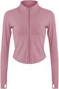 Lviefent Womens Lightweight Full Zip Running Track Jacket Workout Slim Fit Yoga Sportwear with Thumb Holes