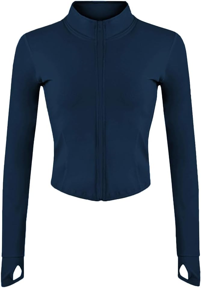 Lviefent Womens Lightweight Full Zip Running Track Jacket Workout Slim Fit Yoga Sportwear with Thumb Holes