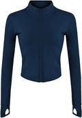 Lviefent Womens Lightweight Full Zip Running Track Jacket Workout Slim Fit Yoga Sportwear with Thumb Holes