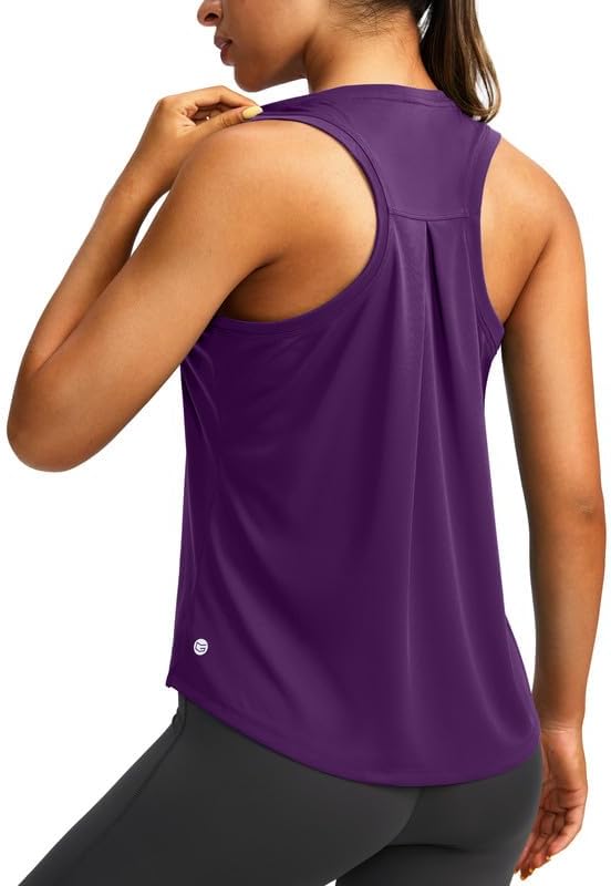 Women's Workout Tops Racerback Athletic Tank Tops Sleeveless Loose Fit Yoga Running Gym Shirts for Women
