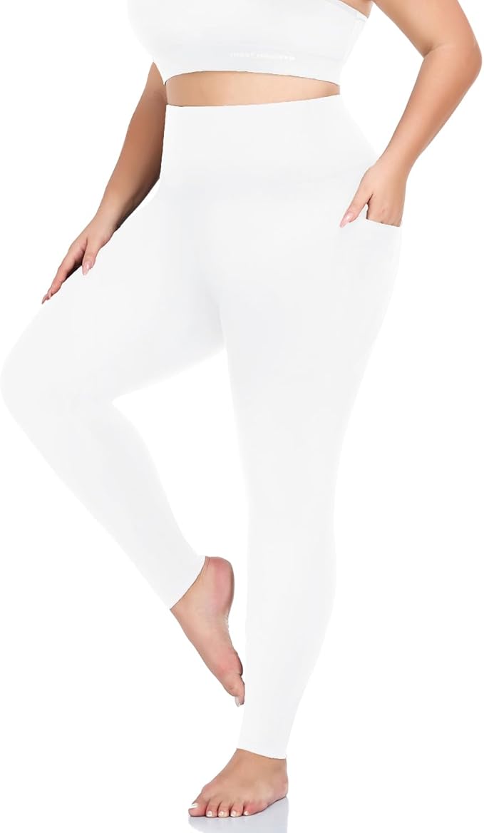 Plus Size Leggings for Women with Pockets-Stretchy XL-5XL Yoga Pants Tummy Control High Waist Workout Leggings