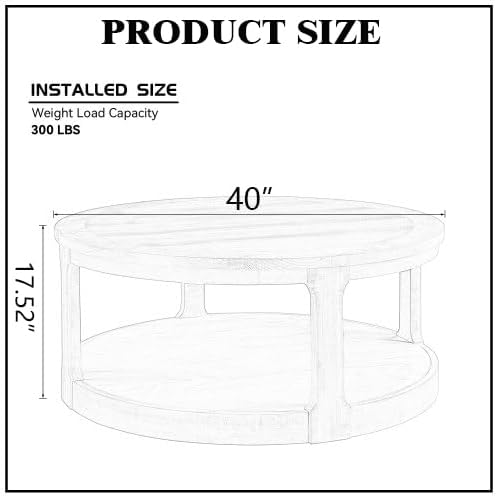 40" Round Wood Coffee Table, 2 Tier Modern Center Table with Roller Wheels,Solid Wood+MDF, Easy Assembly, Accent Table for Living Room, Apartment, Small Space.(Dark Brown)