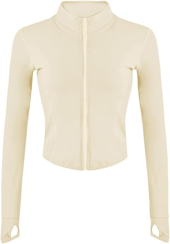 Lviefent Womens Lightweight Full Zip Running Track Jacket Workout Slim Fit Yoga Sportwear with Thumb Holes
