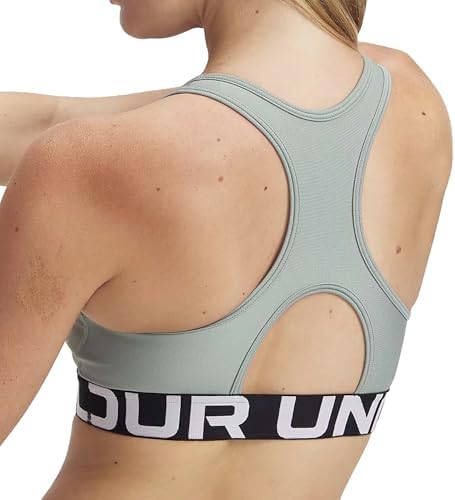 Under Armour Womens HeatGear Authentics Mid Impact Branded Sports Bra