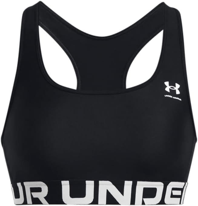 Under Armour Womens HeatGear Authentics Mid Impact Branded Sports Bra