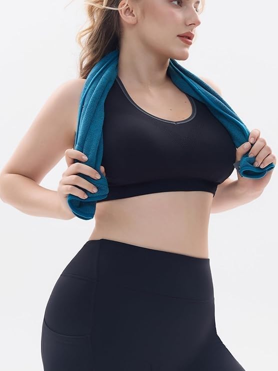 FITTIN Racerback Sports Bras for Women - Padded Comfortable Seamless Support for Yoga Workout Gym - for Plus Size Large Bust