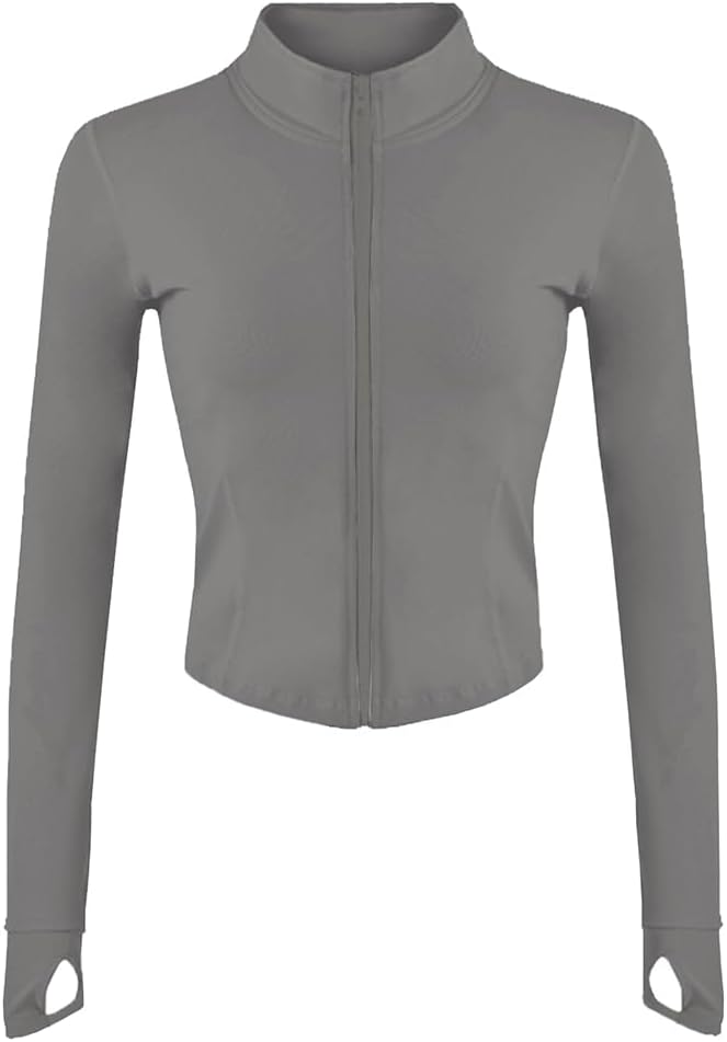 Lviefent Womens Lightweight Full Zip Running Track Jacket Workout Slim Fit Yoga Sportwear with Thumb Holes
