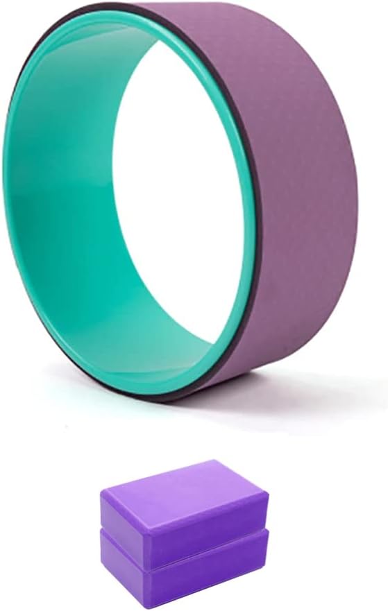 DreamHigh Non Slip Durable TPE - Eco-Friendly Yoga Wheel with 2pcs Yoga Foam Blocks