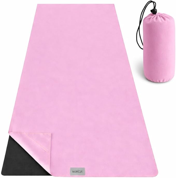 Yoga Towel, Non Slip Hot Yoga Mat Towel with Corner Pockets, 100% Microfiber, Mat-Sized 24" x 72", Sweat Absorbent, Perfect for Hot Yoga, Bikram, Pilates and Yoga Mats (Light Pink)