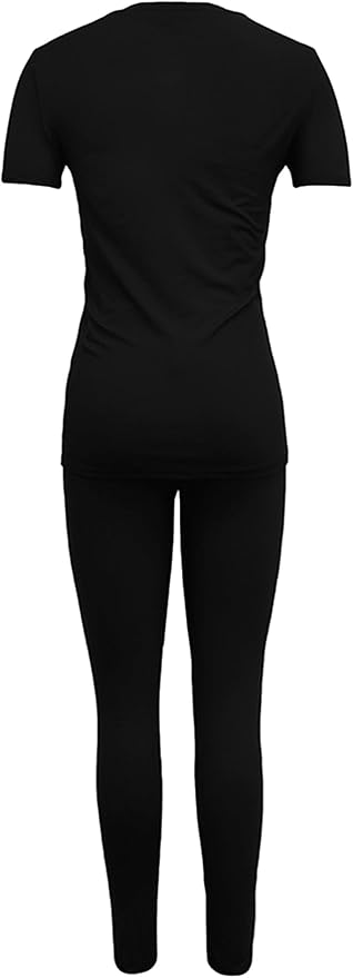 Women's 2 Piece Outfits Sweatsuit Summer Workout Striped Short Sleeve Long Sweatpants Casual Jogging Lounge Set