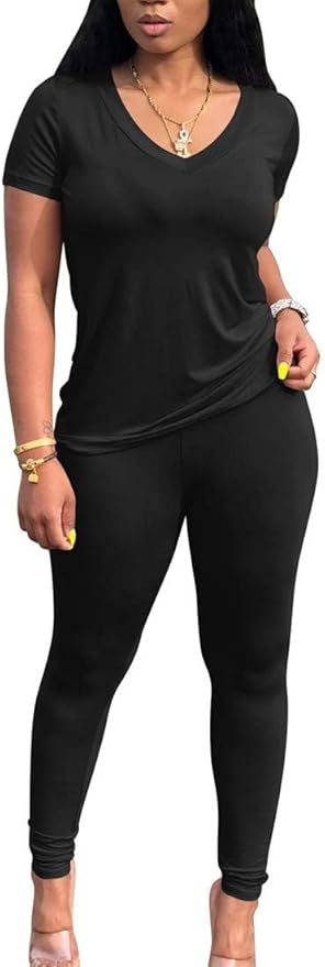 Lounge Sets for Women 2 Piece Summer Casual Jogger Workout Outfits Short Tops Long Pant Sweat suit leggings set