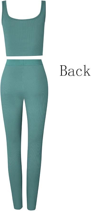 LICOBOD Casual Workout Sets 2 Piece Outfits for Women Ribbed Crop Tank Top High Waist Yoga Leggings Lounge Wear Tracksuit