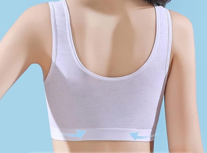 Herepai Big Girls' Sports Bra with Breathable Pads Teens Cotton Training Bras