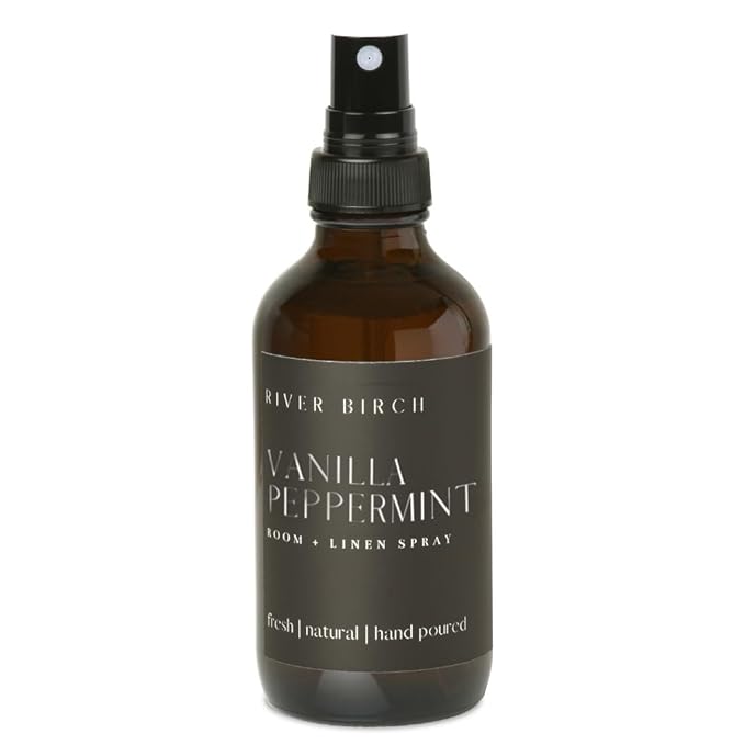 River Birch Vanilla Peppermint Scented Linen and Room Spray | Home Fragrance | 4 oz Glass Amber Bottle | Luxury Signature Scent | Handmade in Texas