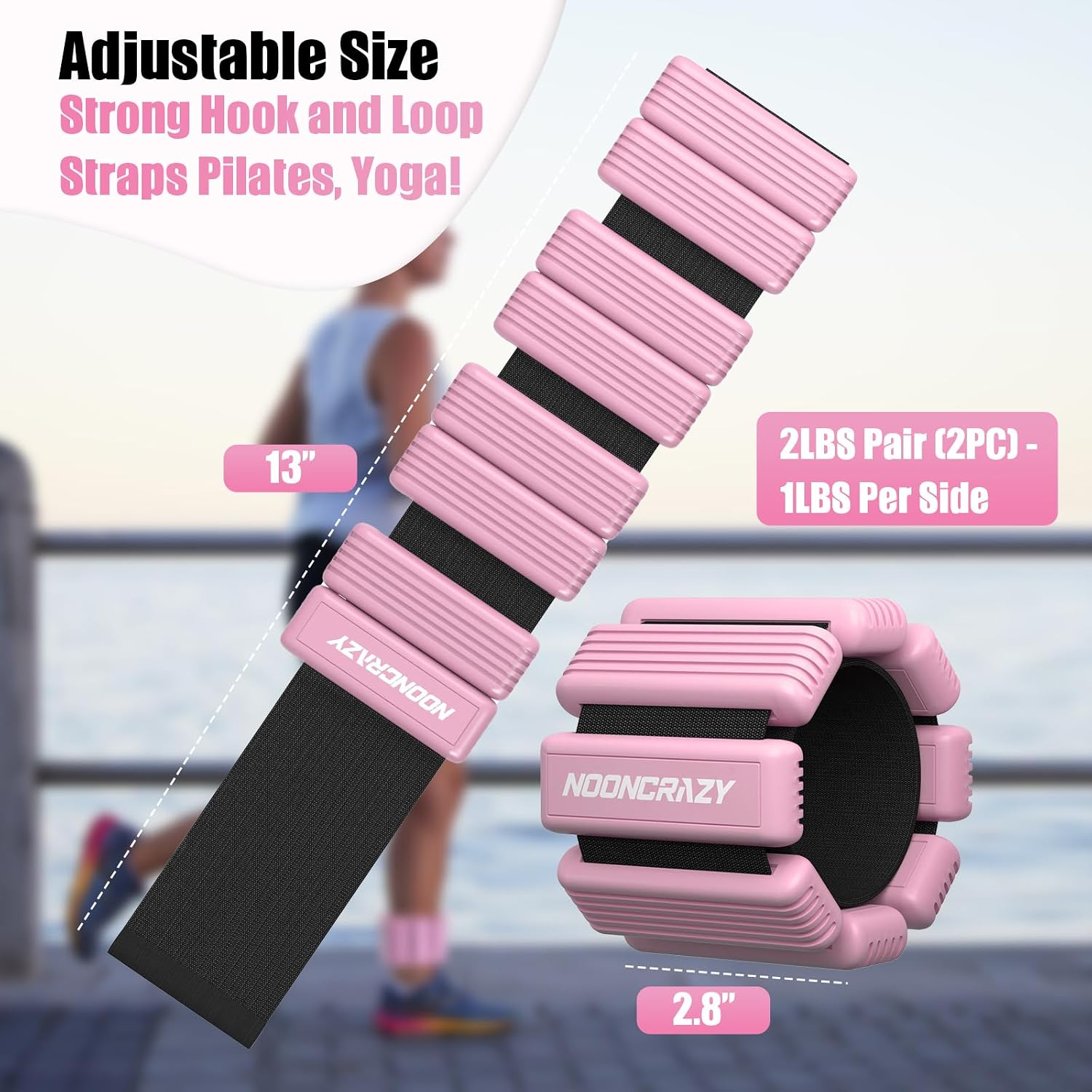 Pilates Wrist Ankle Weight for Women, Adjustable Weight Set of 2