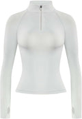 AUROLA Influence Workout Jacket for Women, Half Zip Cropped Slim Fit Long Sleeve Yoga Jackets Athletic Top with Thumb Holes