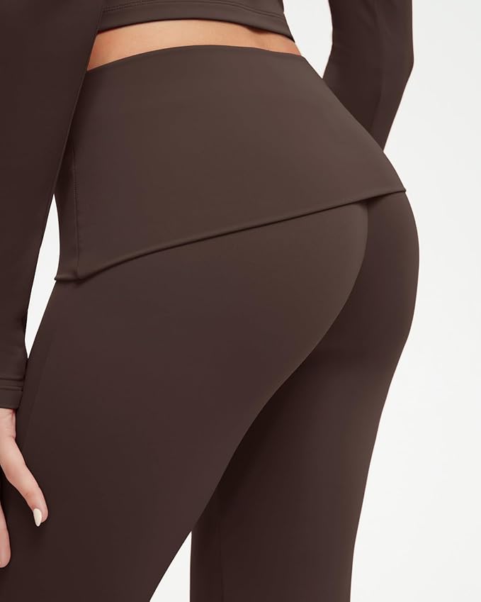 SUUKSESS Women 2 pieces Lounge Sets Long Sleeve V Neck Tops Fold Over Flare Leggings