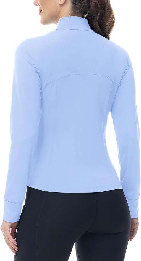 BGOWATU Women's Workout Athletic Jacket Full Zip Running Jackets Gym Yoga Track Tops with Pockets Thumb Hole