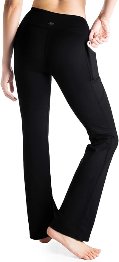 Yogipace Petite/Regular/Tall Women's Bootcut Yoga Pants with Side Pockets, Flare Leggings for Travel, Lounge & Everyday Wear