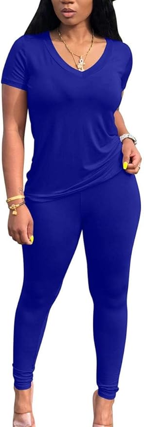 Lounge Sets for Women 2 Piece Summer Casual Jogger Workout Outfits Short Tops Long Pant Sweat suit leggings set