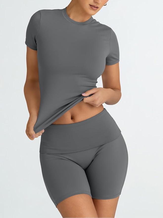 Trendy Queen 2 Piece Summer Cute Workout Sets Gym Short Set Pilates Yoga Outfits Going Out Spring Athletic Comfy Active Wear