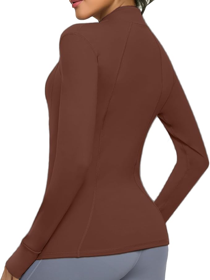Women's Athletic Full Zip Lightweight Workout Jacket With Pockets Running Slim Fit Yoga Sportwear With Thumb Holes