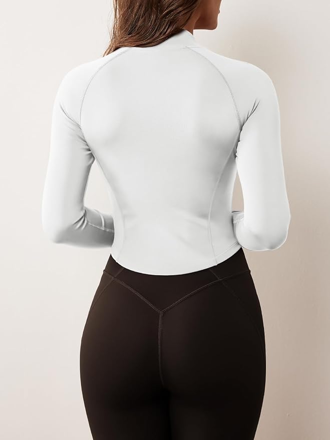 GYM RAINBOW Women's Zip Up Workout Jacket Lightweight Slim Fit Athletic Jacket Cropped Running Gym Tops with Thumb Holes