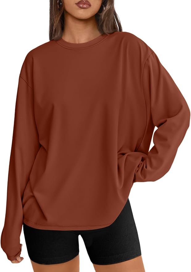 Trendy Queen Womens Spring Tops Oversized Long Sleeve T Shirts 2026 Basic Tee Fall Casual Workout Y2K Clothes