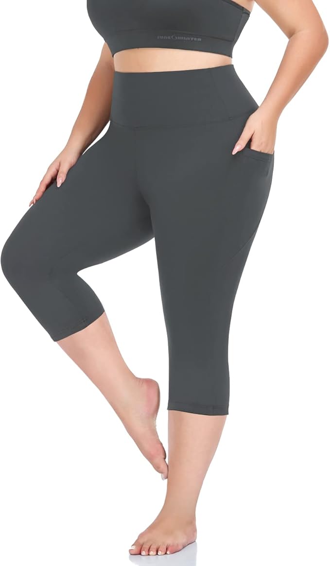 Plus Size Leggings for Women with Pockets-Stretchy XL-5XL Yoga Pants Tummy Control High Waist Workout Leggings