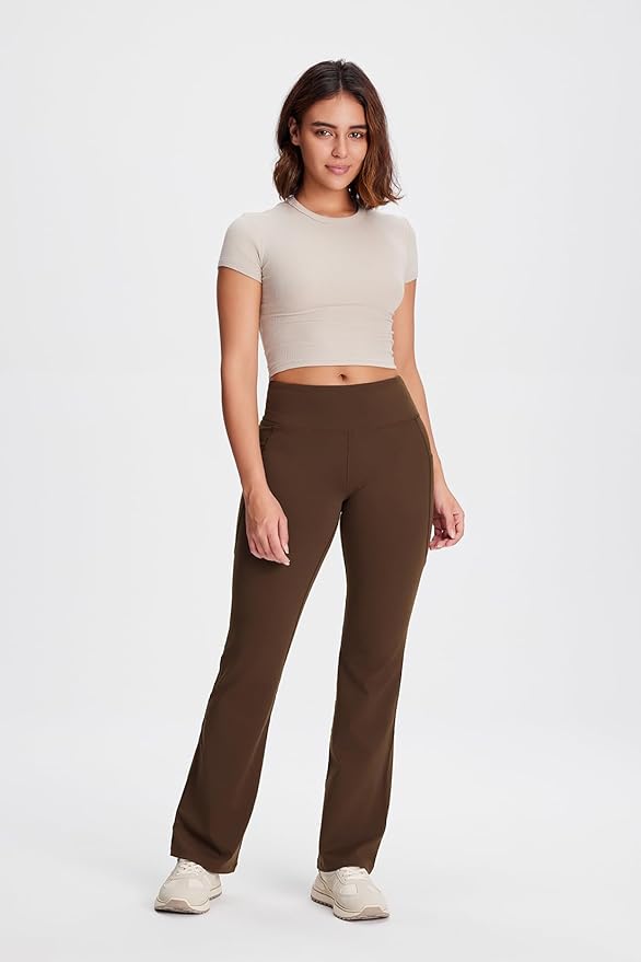 Yogipace Petite/Regular/Tall Women's Bootcut Yoga Pants with Side Pockets, Flare Leggings for Travel, Lounge & Everyday Wear