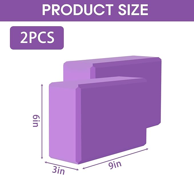 Yoga Block - Supportive Latex-Free Eva Foam - Soft Non-Slip Surface with Beveled Edges for Yoga, Pilates, Meditation - Yoga Accessories for Stability, Balance, Deepen Stretches