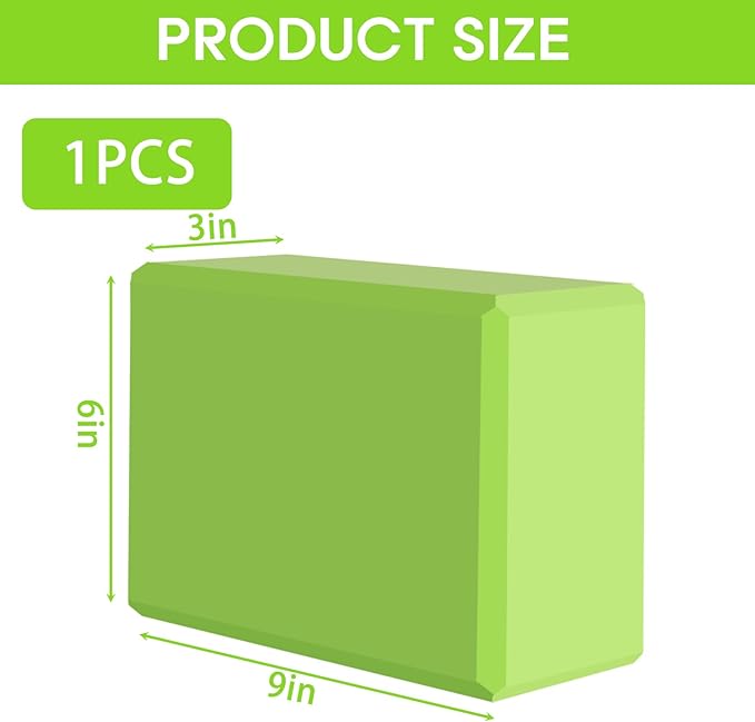 Yoga Block - Supportive Latex-Free Eva Foam - Soft Non-Slip Surface with Beveled Edges for Yoga, Pilates, Meditation - Yoga Accessories for Stability, Balance, Deepen Stretches