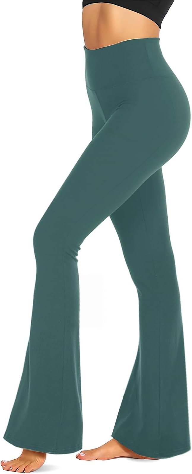TNNZEET Black Flare Leggings for Women, Crossover Yoga Pants with Pockets Bootcut Flared Leggings