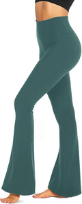 TNNZEET Black Flare Leggings for Women, Crossover Yoga Pants with Pockets Bootcut Flared Leggings