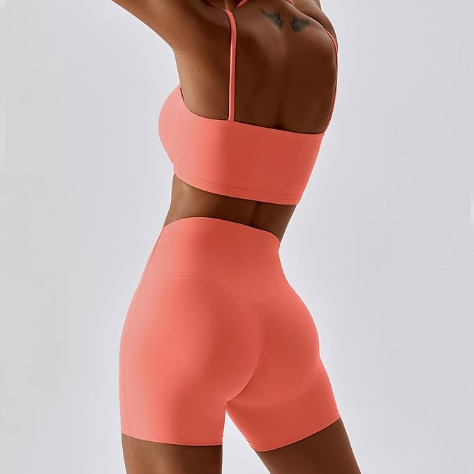 IMEKIS Women's Workout Sets 2 Piece Yoga Outfit High Waisted Biker Shorts Leggings Sports Bra Gym Fitness Clothes Tracksuit
