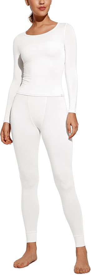 CRZ YOGA Soft Thermal Underwear Sets for Women Lightweight Long Johns Base Layer Pajamas Warm Top Bottom