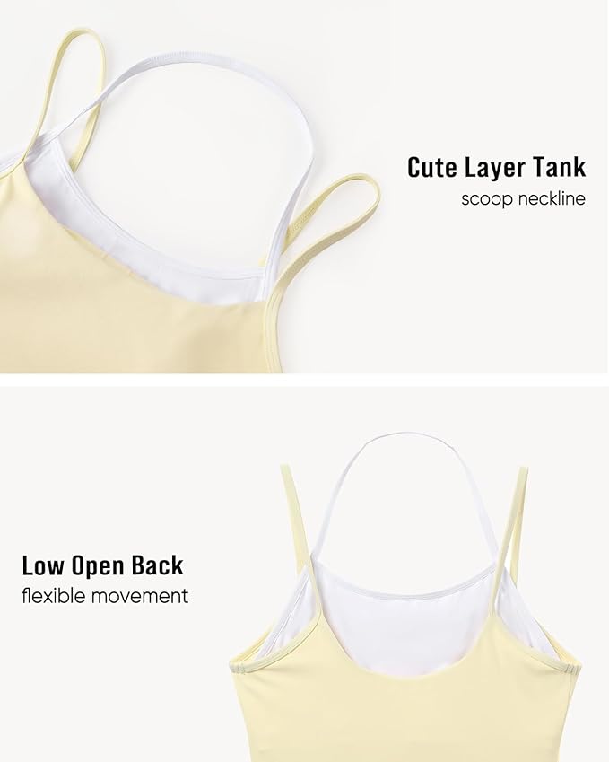 OMKAGI Halter Workout Tank Tops for Women Built in Bra Cute Layer Longline Sports Bras